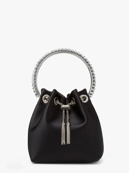 Jimmy Choo - Sac seau en satin avec détails en cristaux