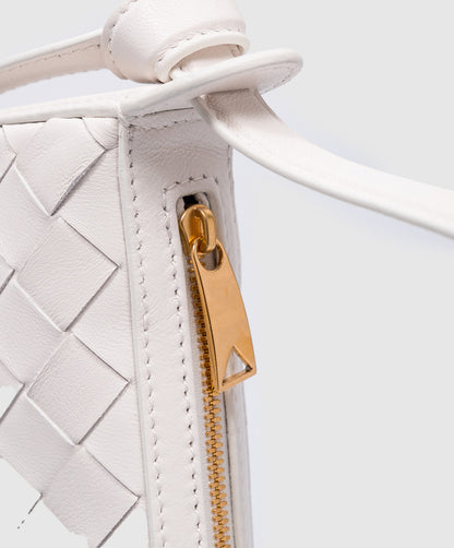 Bottega Veneta - Sacoche en cuir blanc Sunrise avec tissage