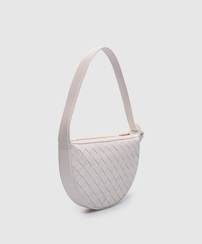 Bottega Veneta - Sacoche en cuir blanc Sunrise avec tissage