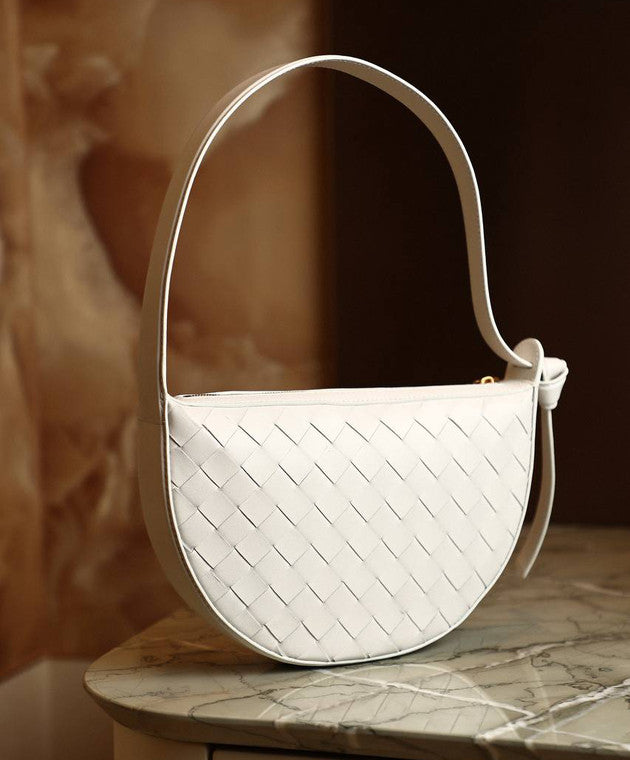 Bottega Veneta - Sacoche en cuir blanc Sunrise avec tissage